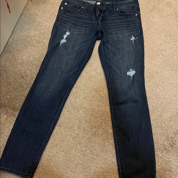 Express ankle jeans. Holes. Dark. Size 6 - Picture 1 of 2